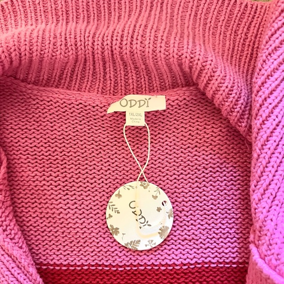 NWT,Anthro’s Oddy,Pink & Red Striped Oversized Sweater,Soft, Strechy, Size 1X - Picture 8 of 13